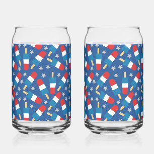 Summer 4th of July Patriotic Popsicles Can Glass