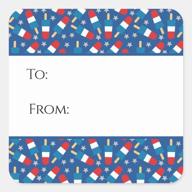 Summer 4th of July Patriotic Popsicles Gift Tag (Front)