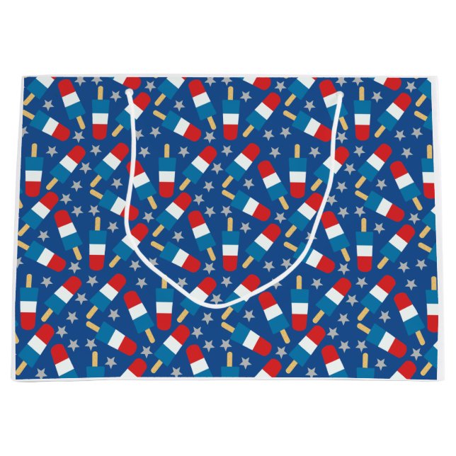 Summer 4th of July Patriotic Popsicles Large Gift Bag (Front)