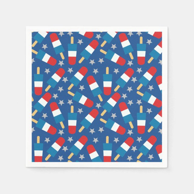 Summer 4th of July Patriotic Popsicles Napkin (Front)