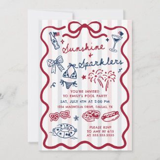 Summer 4th of July Pool Party Invitation