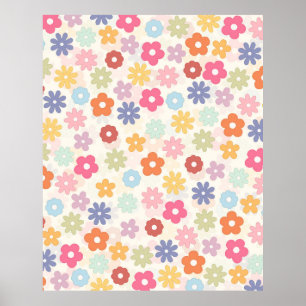Summer 70’s Boho Retro Daisy Flowers Poster