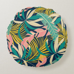 Summer abstract seamless pattern with colorful tro round cushion