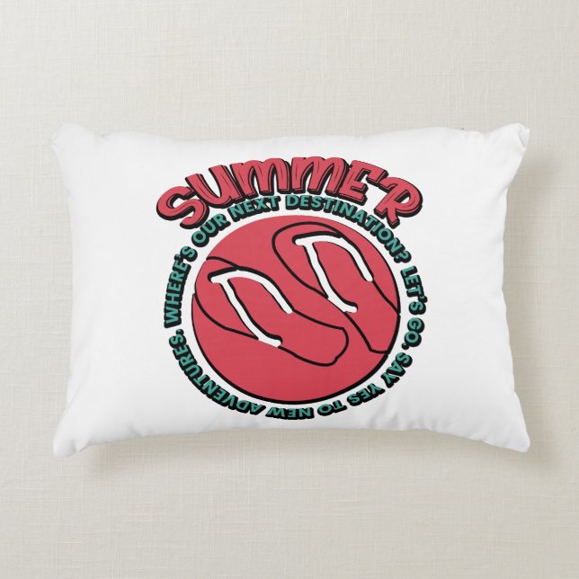 Summer Adventure | Flip-Flops & Travel-Inspired Decorative Cushion (Front)