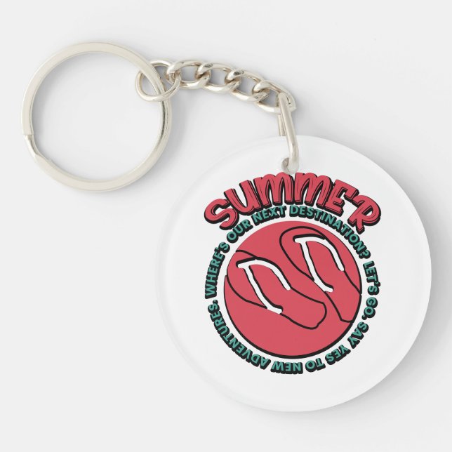 Summer Adventure | Flip-Flops & Travel-Inspired Key Ring (Front)