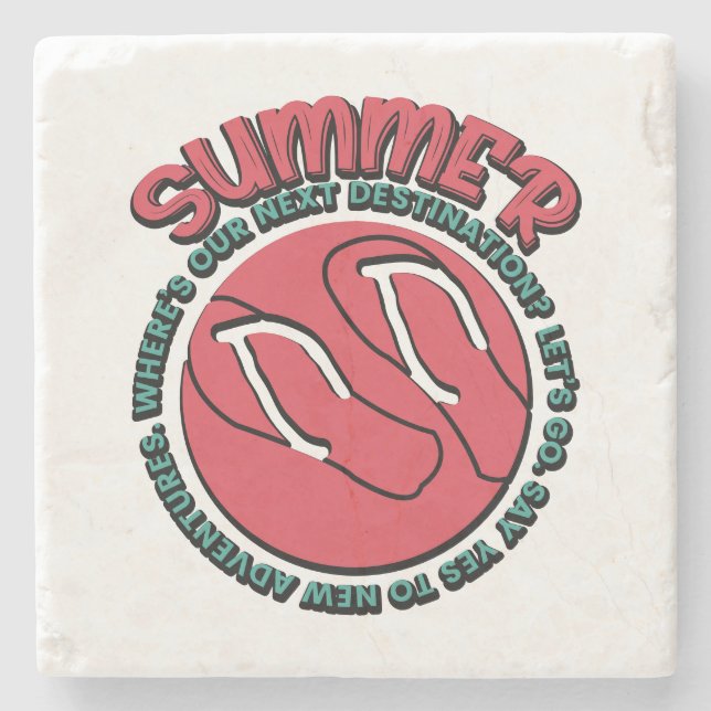Summer Adventure | Flip-Flops & Travel-Inspired Stone Coaster (Front)