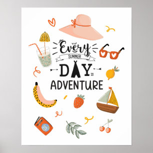 Summer Adventure Quote Colourful Kids Nursery Poster
