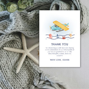 Summer Adventure Sea Airplane Baby Shower Thank You Card