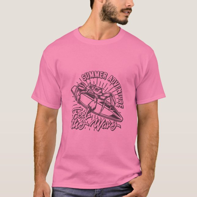 Summer Adventure Vintage Surf Design T-Shirt (Front)