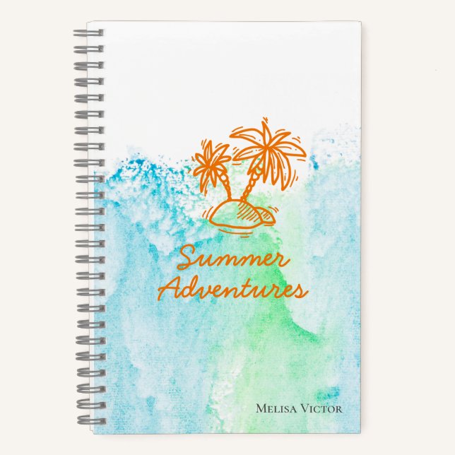 Summer Adventures Palm Tree Customisable Summer Notebook (Front)