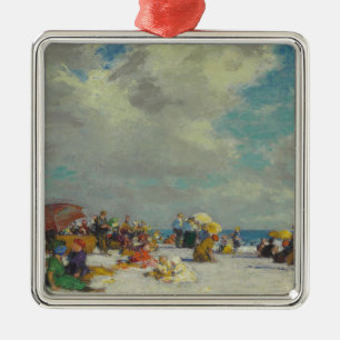 Summer Afternoon on the Beach (by E.H. Potthast) Metal Tree Decoration
