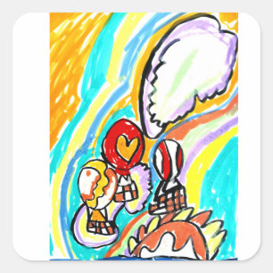 Summer air balloons square sticker