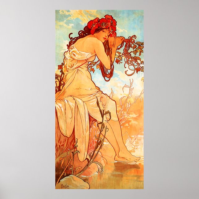 Summer Alfons Mucha Art Nouveau Poster (Front)