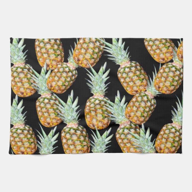 summer aloha hawaiian tropical fruit pineapple tea towel (Horizontal)