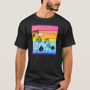 Summer and Holiday, Tropical Sunset Sailing T-Shirt