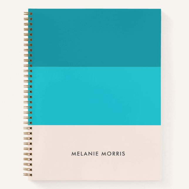 Summer Aqua Blue Beach Vibe Stripes Notebook (Front)
