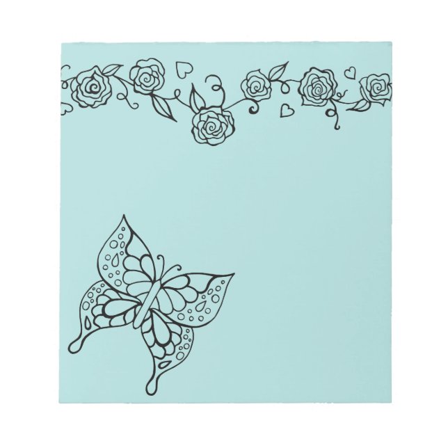 Summer Aqua Butterfly Notepad Gift (Front)