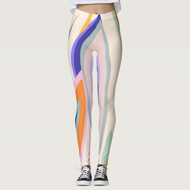 Summer Art: Creative Collage Pattern Leggings (Front)