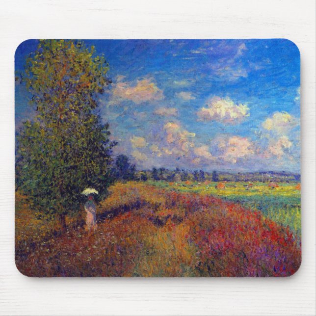 Summer art impressionist poppy fields by Monet Mouse Mat (Front)