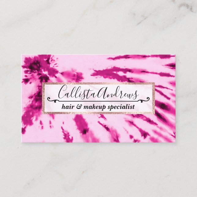 Summer Artsy Girly Neon Blush Pink Tie Dye Pattern Business Card (Front)