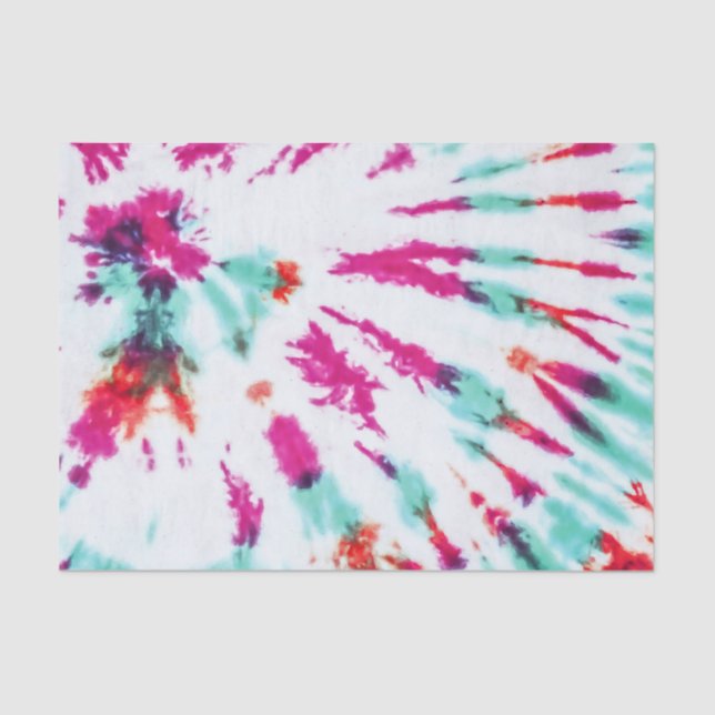 Summer Artsy Girly Neon Teal Pink Tie Dye Pattern Tissue Paper (Front)