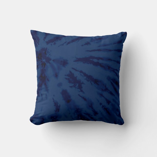 Summer Artsy Navy Blue Tie Dye Swirl Cushion (Front)