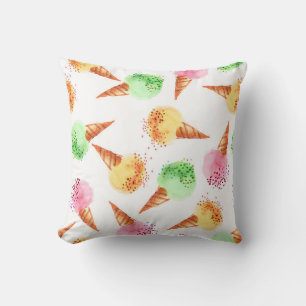Summer assorted ice dessert colour watercolor draw cushion