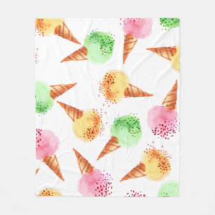 Summer assorted ice dessert colour watercolor draw fleece blanket
