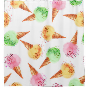 Summer assorted ice dessert colour watercolor draw shower curtain