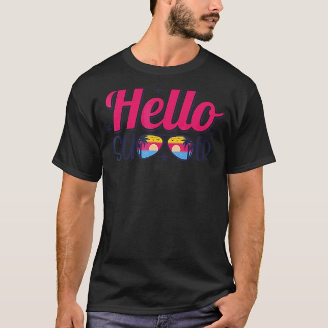 Summer At The Beach Hello Summer Vacation T-Shirt (Front)