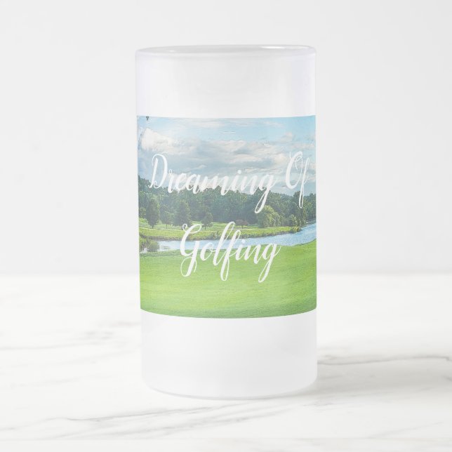 Summer At The Golf Course Frosted Glass Beer Mug (Center)