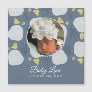 Summer Baby Beach Theme Border Blue Photo Birth