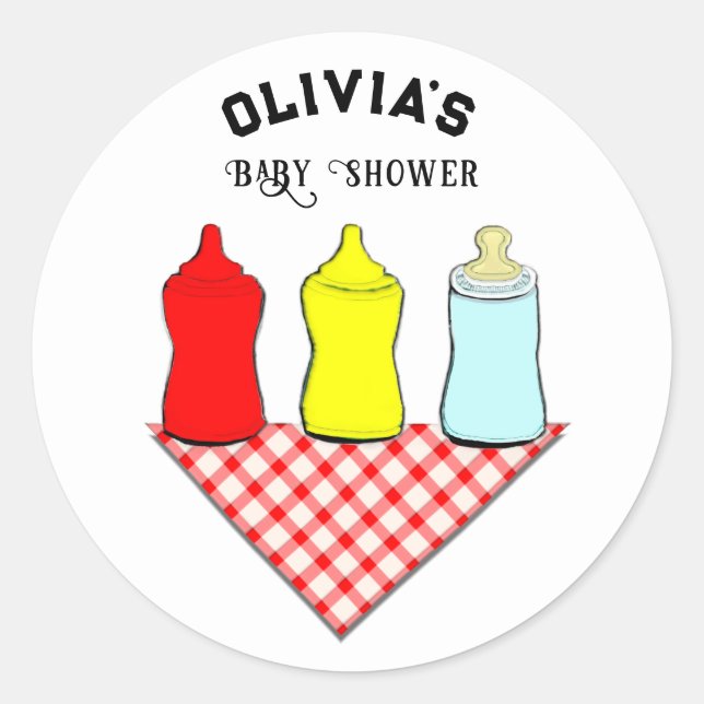 Summer Baby Shower Classic Round Sticker (Front)