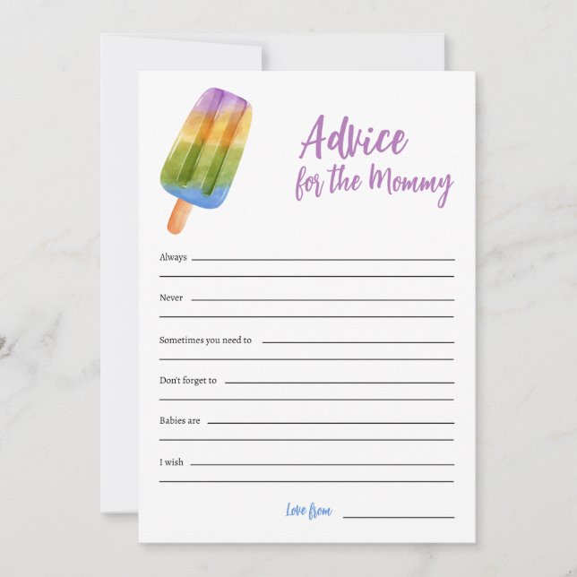Summer Baby Shower Game Advice for Mummy Card (Front)