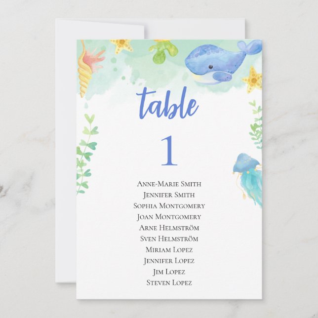 Summer Baby Shower Table Number and Guest Names (Front)