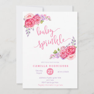summer baby sprinkle invite, purple pink sprinkle invitation