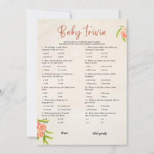 Summer Baby Trivia Baby Shower Game Card