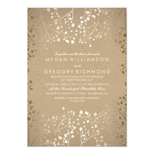 Image of Summer Baby's Breath - Gold Floral Wedding Invitation