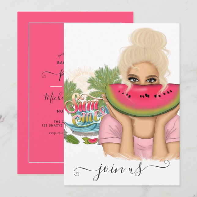 Summer Bachelorette Party Invitation (Front/Back)