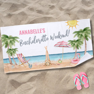 Summer Bachelorette Tropical Name Beach Towel