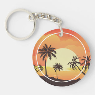 Summer Background with Palm Trees-32134 Key Ring