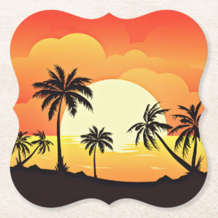 Summer Background with Palm Trees-32134  Paper Coaster