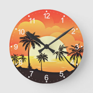 Summer Background with Palm Trees-32134 Round Clock