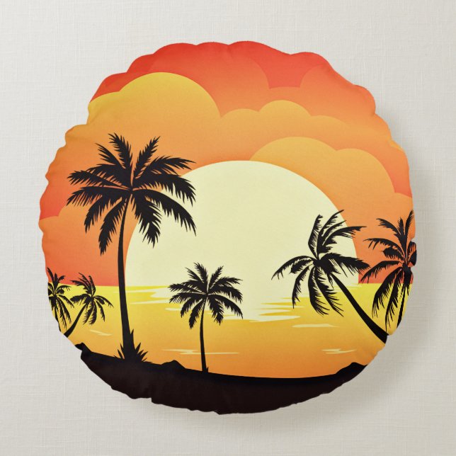 Summer Background with Palm Trees-32134  Round Cushion (Front)