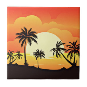 Summer Background with Palm Trees-32134 Tile