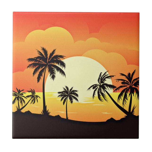 Summer Background with Palm Trees-32134  Tile (Front)