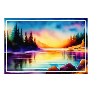 Summer Background With Sunset Palm Trees-56700 Photo Print