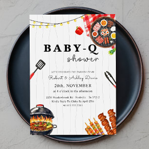 Summer Backyard Barbecue Baby Q Baby Shower Invitation