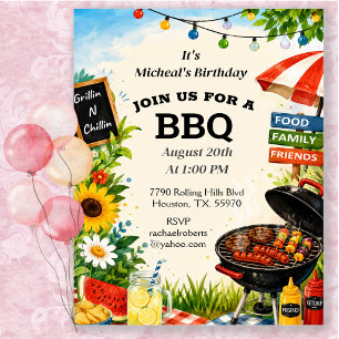 Summer Backyard Barbecue Family Gathering Invitation