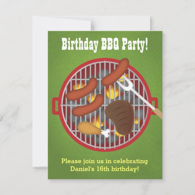 Summer Backyard BBQ Party Invitations (Front)